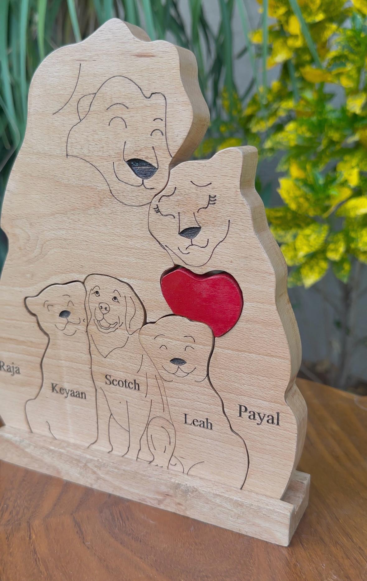 Lion family of 5- with dog